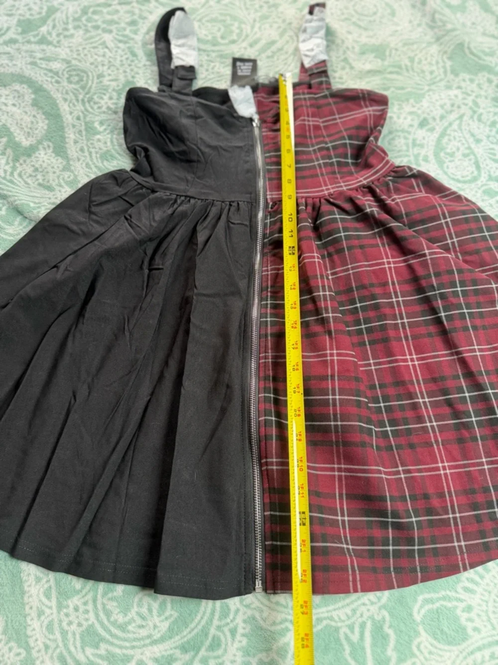 KILLSTAR Black and Burgundy Plaid Dress with Zipper Size M New With Tags - Picture 7 of 9